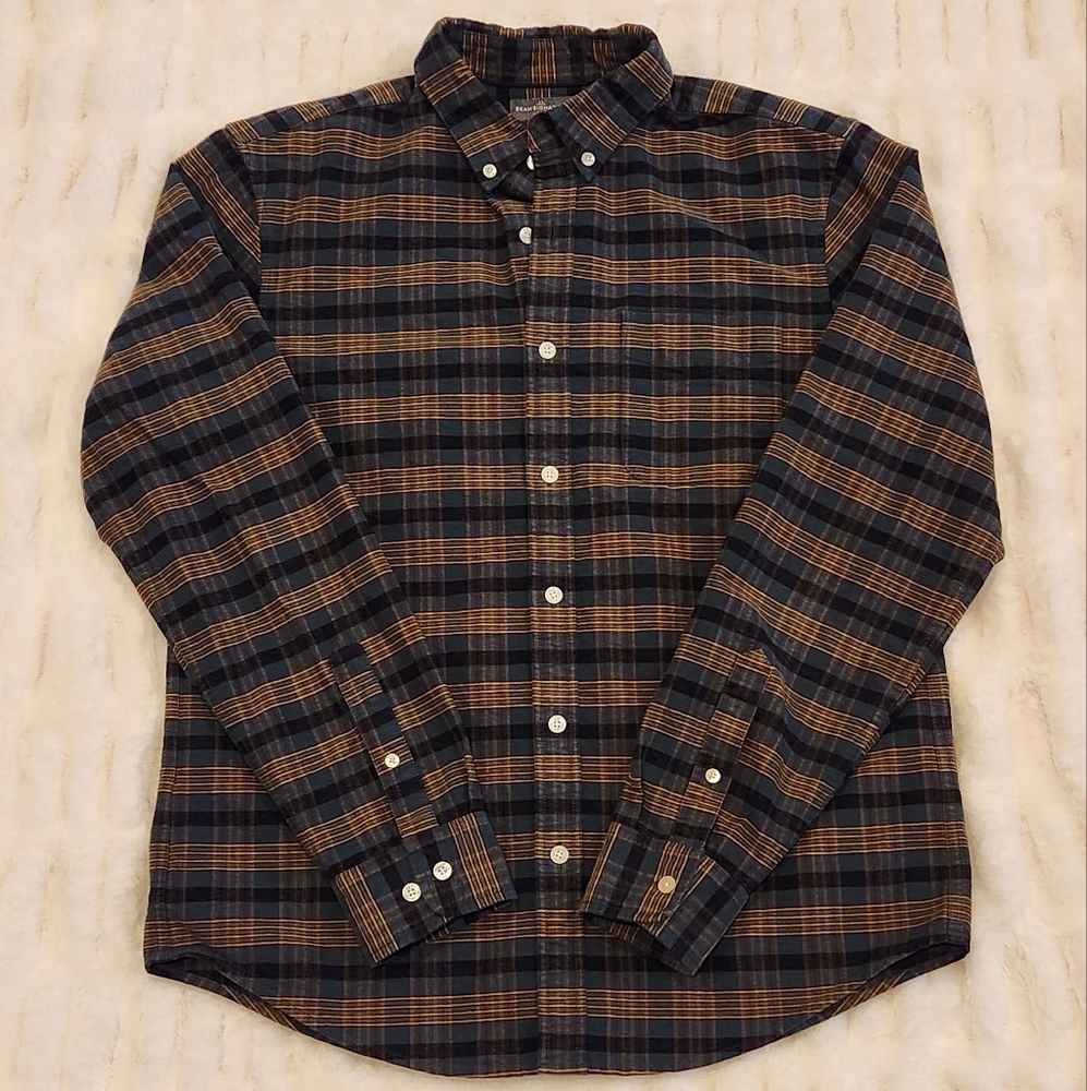 L.l. Bean Signature Men's Slim Fit Plaid Casual Button Down Shirt, size Medium